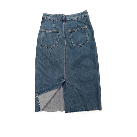 Anthropologie Pilcro Denim Jean Midi Skirt Raw Hem Pleated Buttons Size 4 NEW - Picture 9 of 11